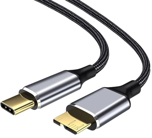 Leloco USB 3.0 Micro B auf USB C Kabel 0,5m Typ C auf Micro B Festplatten Kabel 5Gbps Externe Festplattenkabel, Kompatibel mit Toshiba, WD, Seagate Festplatte usw