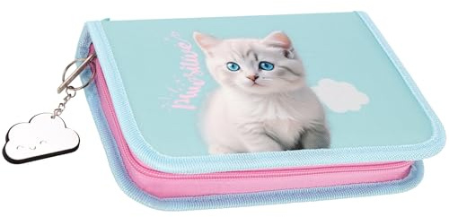 sarcia.eu Niedliches Kätzchen Federmäppchen mit Zwei Klappen ohne Zubehör, FALTENDE Schultasche für Mädchen (Katze Faltbares)