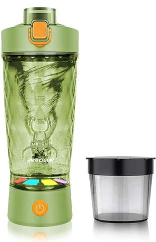 Electric Protein Shaker Bottle, USB Rechargeable Mixing Cup, Water Drink Mixer Portable Bottles for Gym Sport, BPA-Free Tritan, 22oz (Light Green)