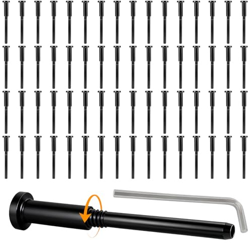 65-Pack 1/8 Black T316 Stainless Steel Cable Railing Hardware Kit – Invisible Swage Stud End & Receiver Threaded Fitting for 2x2 Wood/Metal Posts, Deck Stair Railing System, DIY Bulk Set