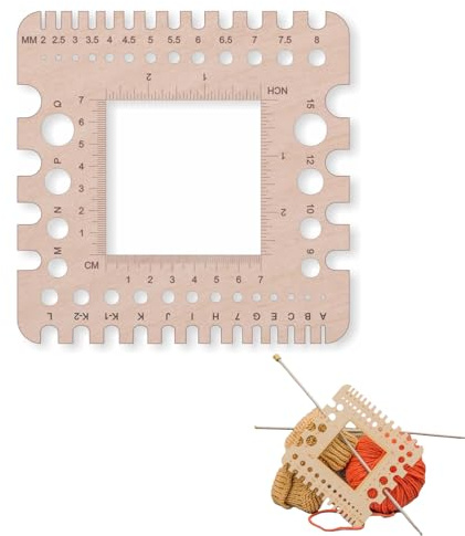 Knitting Needle Gauge,Stricknadelmaß Aus Holz Für 2 Mm,Stricken Zubehör,Maschenprobe Zählrahmen,Nadelmaß Für Stricknadeln,15 Mm –Lineal & Messwerkzeug Für Stricknadeln,Zur Messung Des Strickgrades
