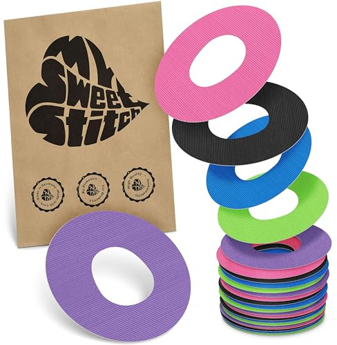 MySweetStitch 25 Ringpatches für Katheter mittel rund Rainbow | Stabilisiert ablösende Ränder, Mitte bleibt frei, wasserfest und flexibel, bis zu 7 Tage Halt