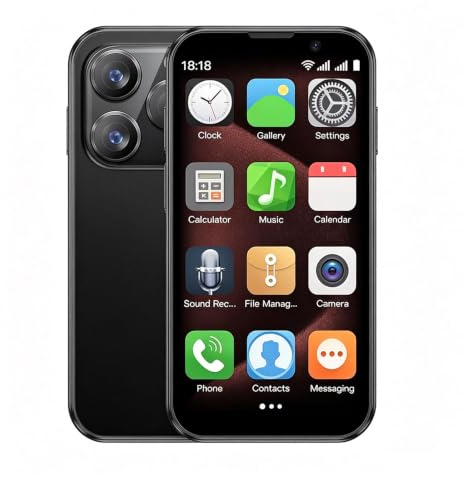 Longben Mini 3G Smartphone, 3 Zoll, Android 9, Dual-SIM, 900 mAh, Gesichtsentsperrung, 2GB+16GB Schwarz