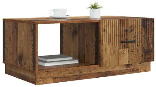 vidaXL Couchtisch Altholz 90 x 50 x 37 cm Holzwerkstoff, Wohnzimmer, moderner rechteckiger Couchtisch, Vintage Stil, viel Stauraum, praktische Tischfläche