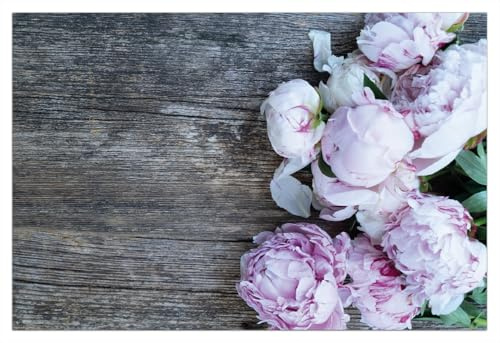 Wallario Poster - Pinke Blumen auf Holz in Premiumqualität, Größe: 61 x 91,5 cm (Maxiposter)