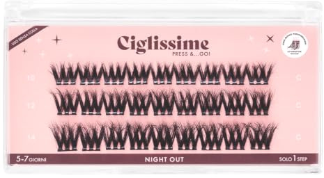 NIGHT OUT Press&Go - Ciuffetti Ciglia Finte Senza Colla Leggere - Refill | Extension Ciglia Adesive 3D Vegan e Dermatologicamente Testate - Effetto Cat Eye - Resistenti all'Acqua - Tenuta 7 Giorni