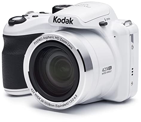 KODAK Pixpro AZ422 - Appareil Photo Bridge Numérique 20 MP, Zoom Optique 42X, Grand Angle 24 mm, Video HD 720p, OIS, Flash Intégré, Ecran LCD 3, Batterie Li-ION - Blanc - RECONDITIONNE