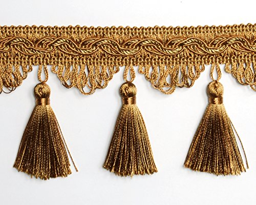 ab 1m Quastenborte Breite 8 cm Meterware Farbe Bronze Braun Quastenborte Posamentenborte m.Quasten m.Troddeln Dekoborte Zierborte m. Troddeln Vorhangborte Bordüre