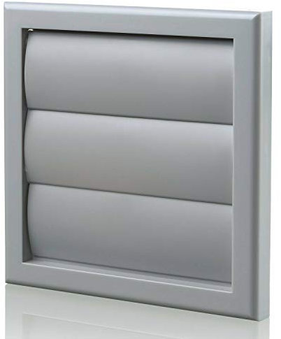 Blauberg Grey Gravity Grille 100 mm - 4 inch External Ducting Air Vent with Round Spigot and Non-Return Gravity Shutters for Kitchen Ceiling Extractor Fans Positive Input Ventilation Duct Fan Cover