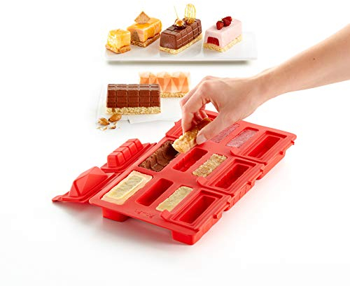 Lékué Backform für Mini-Mousse-Gebäck, Silikon, rot