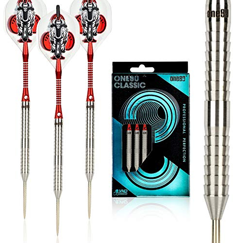 ONE80 Dartpfeile, 90 % Wolfram, professionelle Stahlspitze, Aufbewahrungstasche, B-22 g, 90% Tungsten darts set