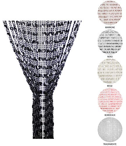 Tata Home Tenda Antimosche a Perline per Porta Finestra Moschiera a Pannello Misura 140 x 230 cm. Colore Nero