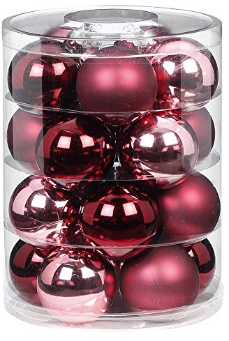 Inge-Glas Christbaumkugeln | Weihnachtskugeln aus Glas | Verschiedene Kugeldosen in vielen Farben | Kugeln Weihnachten Weihnachtsbaum (Berry Kiss, 20 Weihnachtskugeln 6cm)