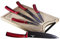 Berlinger Haus, BH-2552, Burgundy Juego 5 Cuchillos Cocina Profesional Tabla Cortar Bambú, Hoja Acero Inoxidable Recubrimiento Antiadherente, Cocinero, Rebanador, Pelar, Diseño Metallic Line