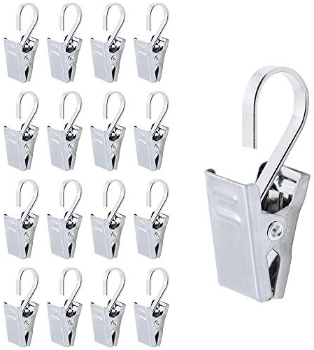 DXLing 100 Stück Clips für Gardinen Edelstahl Metallklammern mit Haken Gardinenklammer Vorhangclips Metall Clips Haken Clipvorhang Clips für Hängende Gardinen Duschevorhang Kleidung (Silber)
