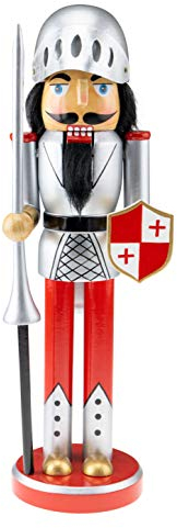 Clever Creations Knight 14 Inch Traditional Wooden Nutcracker, Festive Christmas Décor for Shelves and Tables