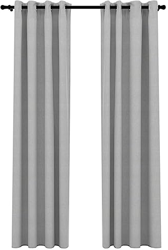 vidaXL 2X Verdunkelungsvorhang mit Ösen Leinenoptik Verdunkelungsvorhang Kräuselband Thermo Gardine Blickdicht Vorhänge Grau 140x245cm