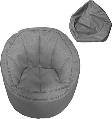 Rebecca Mobili Leerer Sofabezug, Grauer Sack-Pouf-Bezug, Polyester, Reißverschlussöffnung, für Schlafzimmer - Maße: 70 x 75 x 75 cm (HxLxB) - Art. RE6521