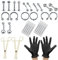 YancLife 41 Stück Piercing Set, 1.2mm Edelstahl mit Klemmhandschuhen Body Piercing Werkzeugset für Bauchnabel/Zunge/Brustwarze/Braue/Lippe/Nase/Ohr（Silber）