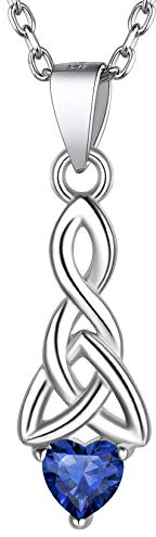 Suplight 925 Sterlingsilber Damen Mondstein Kette mit Blauer Geburtsstein September Anhänger Kristall Kette Saphir Schmuck Bergkristall Accessoire für Mädchen Frauen