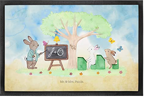 Mr. & Mrs. Panda 50 x 75 cm Fußmatte Hasen Schule - Ostergeschenke, Osterdeko, Geschenk, Ostern Geschenk, Osterdeko, Motivfußmatte, Ostern,