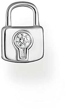 THOMAS SABO Damen Ohrring Anhänger Schloss 925er Sterlingsilber mit Zirkonia, EP016-051-14