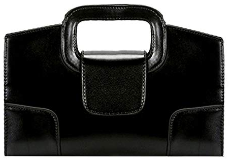 Milya Damen Vintage Handtasche Clutch Henkeltasche Abendtasche Umhängetasche Ledertasche Schultertasche mit Kette Gurt, 29 * 6,5 * 18cm Schwarz