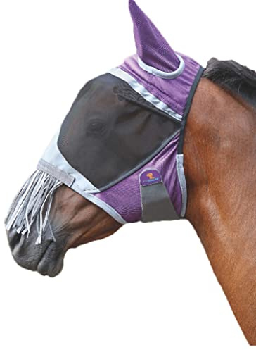 Deluxe Fly Mask with Nose Fringe (Cob, Purple)