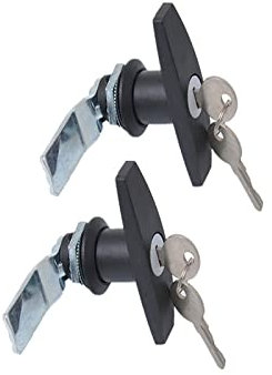 TOTMOX Lot de 2 serrures à poignée en T avec 4 clés, camion, camping-car, remorque, armoire de camping-car, poignée en T, serrure de porte de garage, noir