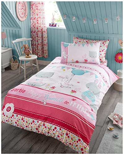 Kids Children Vintage Foral Duvet Cover, Girls Boys Rose Bedding Flowers, Reversible Botanical Duvets Single