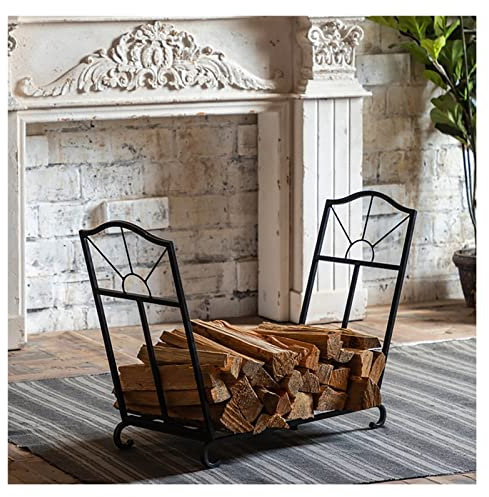 JYHHCYS Kaminholzregal Brennholzregal Innen Außen Kaminholzhalter Für Holzofen, Schwarzer Moderner Robuster Kleiner Brennholzständer, Kamin Kamin/Feuerstelle