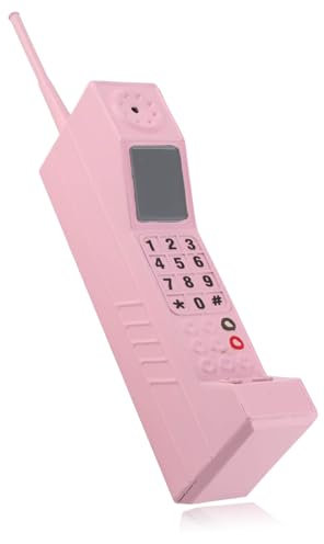 Téléphone Portable en Brique Rétro Vintage, Téléphone Portable Gonflable Retro Brique Ornement de Téléphone Portable Supports de Téléphone Portable pour la Décoration de la Famille (Rose)