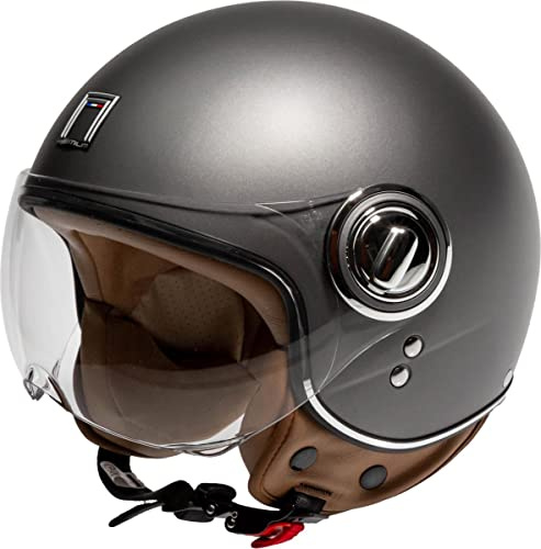 Trendiger Jethelm für den Roller - Fashionhelm für den Roller - Scooterhelm - Schnorchelhelm - Titanium Mat XS