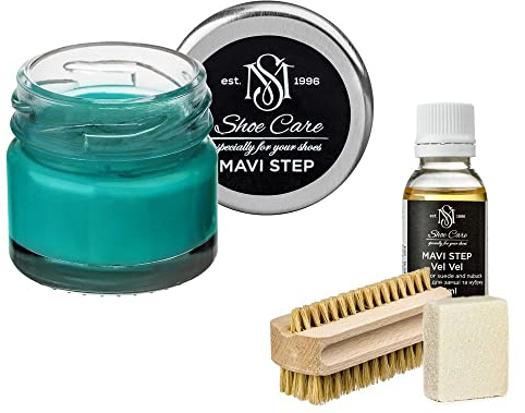 MAVI STEP Kit d'entretien pour chaussures en daim et nubuck Aurora - Kit d'entretien de luxe pour chaussures (165 Turquoise Vif)