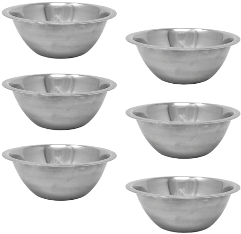 Marzoon 6x Dip Schalen Ø 14 cm aus Edelstahl, stapelbar, kleine Metall Schüsseln, Servierschalen für Snacks, Saucen, Dessert (6 pcs Ø 14 cm)