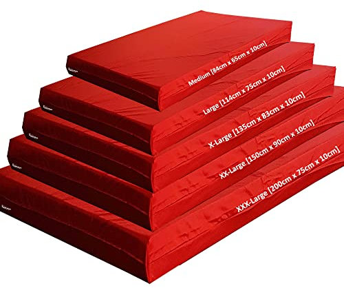 Kosiproducts Gymnastics Crash Mat, Extra Firm High Density Medium Firm 10cm Thick Foam, [Red, Large]