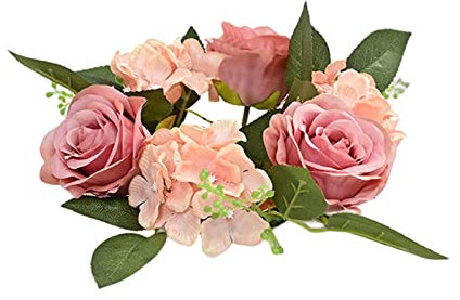 # Simulation Rosenkranz, 20 cm, Kerzenleuchter-Kranz, Weihnachtsdekoration, Fensterrequisite, Tischdekoration, Blumen (E, Einheitsgröße)