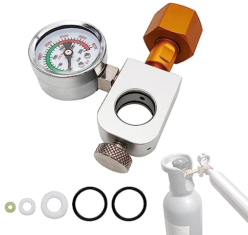 Bekasa CO2 Quick Adapter Kompatibel mit SodaStream, Quick Connect CO2 Adapter mit 3500psi Manometer, W21.8 CO2 Flaschen Umfülladapter Kompatibel mit SodaStream Duo/Art/Terra