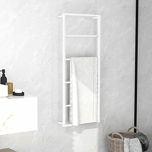 Handtuchständer Weiß 45x10x115 cm Stahl, CIADAZ Handtuchhalter, Handtuchleiter, Towel Holder, Garderobenleiste, Handtuchtrockner, Badetuchhalter, Handtuch Ständer