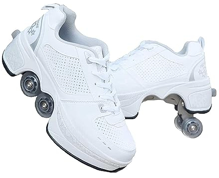 Rollschuhe Skateboard, 2 in 1 Multifunktionale Schuhe, Einklappbar Schuhe mit Rollen, Automatisch Einziehbare Skate Schuhe für Männer Frauen