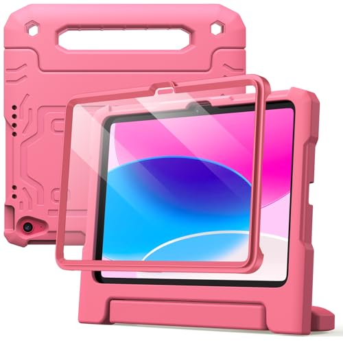JETech Custodia Bambini per iPad (A16) 11a/10a Generazione (2025/2022) con Pellicola Prottetiva Integrata, Protezione Tablet Cover per Antiurto con Supporto (Rosa)