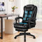 ELFORDSON 8-Point Massage Office Chair with Seat Heated for Home Office, Executive Desk Chair with Footrest, High Back 150° Recliner 360° Swivel, Gaming Chairs, PU Leather, Glossy Black