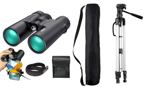 Gosky 10 x 42 Fernglas für Erwachsene, professionelles HD Fernglas & Amazon Basics - Leichtes Kamera-, DSLR- und Fernglasstativ mit Tasche, 1.52 m, Schwarz