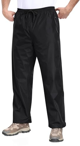 MoFiz Pantalon de Pluie Homme Léger Imperméable Respirant Coupe-Vent Pantalon de Randonnée Moto Pliable avec Poches Zippées