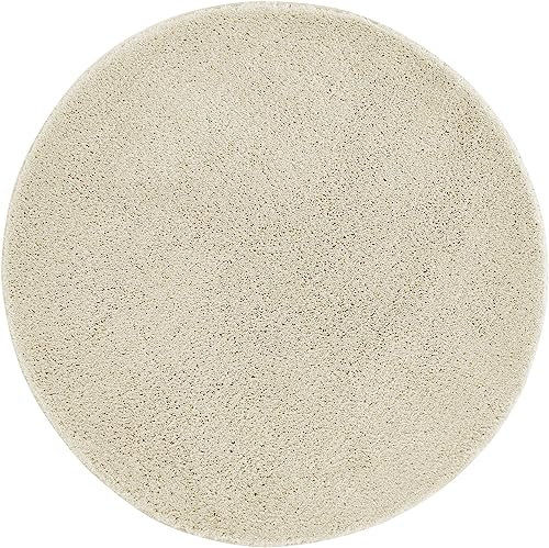 andiamo weicher Badezimmerteppich Arezzo - Badematte waschbar - Badvorleger Badteppich saugfähig und schnelltrocknend - Creme 67 cm Rund