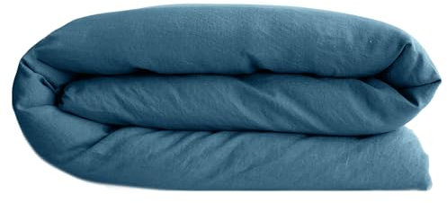 Linnea Bettbezug, Leinen und Baumwolle, 280 x 240 cm, Kollektion Opera, Marineblau