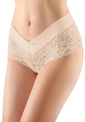 Bellivalini Damen Unterhose Hipster Hot Pants mit Spitze Unterwäsche Blumen Muster BLV-GAB-155