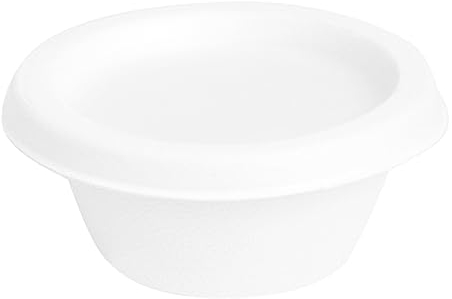 MAXI PRODUCTS - 500 Salsera Caña de Azúcar con Tapa - 120 ml - Tarrinas Blancas Cierre Seguro - Recipientes de Caña de Azúcar Compostables para Salsas - Envases con Tapa - APTO MICROONDAS