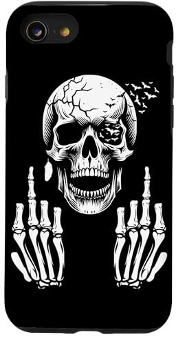 Hülle für iPhone SE (2020) / 7 / 8 Totenkopf Skelett Mittelfinger Halloween Erwachsene Humor F You