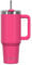 WATERSY Travel Mug Coffee Cup 30oz Tumbler Straw Lid and Handle, Stainless Steel Double Wall Vacuum Insulated Coffee Water Bottle Thermal for Cold Hot Coffee 891ml Gloss Pink